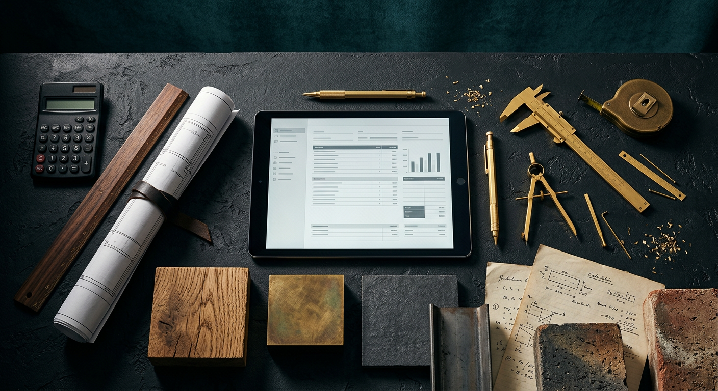 AI-assisted construction estimating with material costs and labor rates