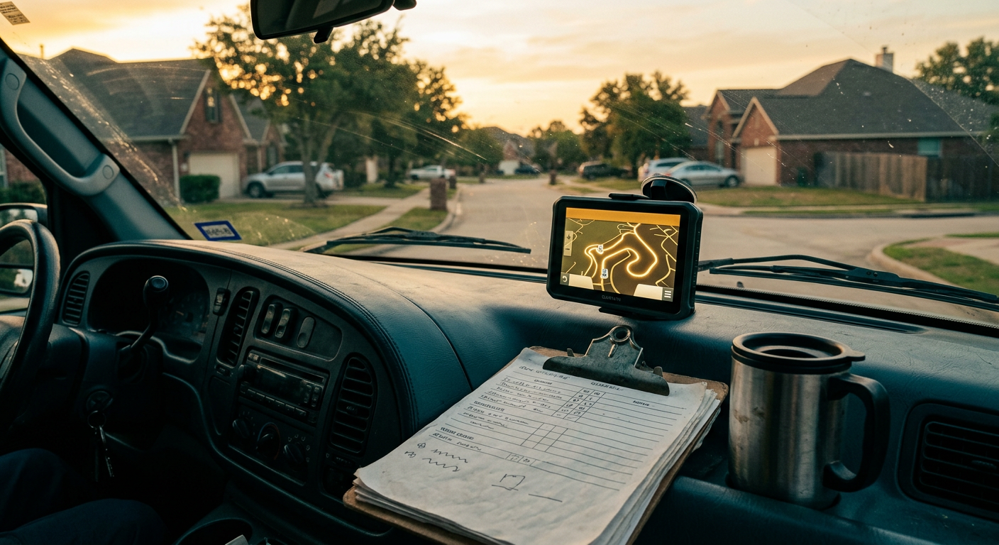 Optimized technician route map showing AI-planned service calls