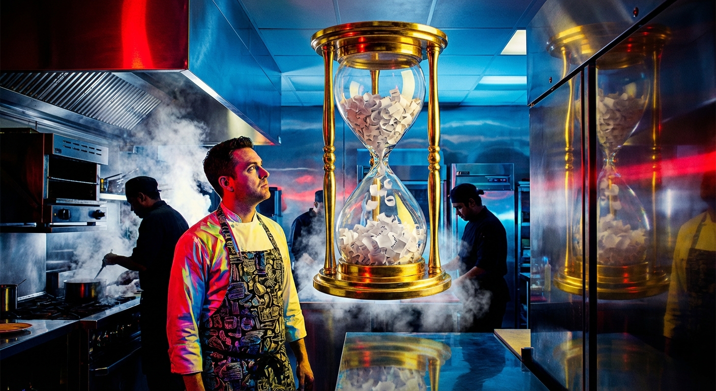 AI kitchen display system showing real-time order flow and prep forecasting