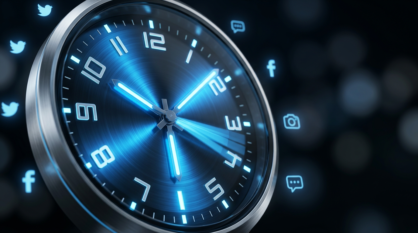 Fast resolution clock icon for social media customer support.