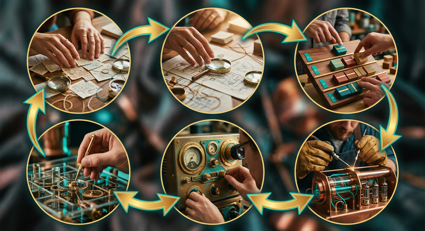 A process improvement cycle diagram showing the five steps above as a loop — Map, Prioritize, Build, Measure, Adapt — with ar